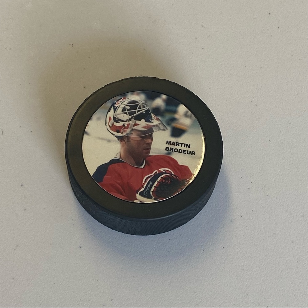 Vtg 90s Martin Brodeur New Jersey Devils Hockey Puck